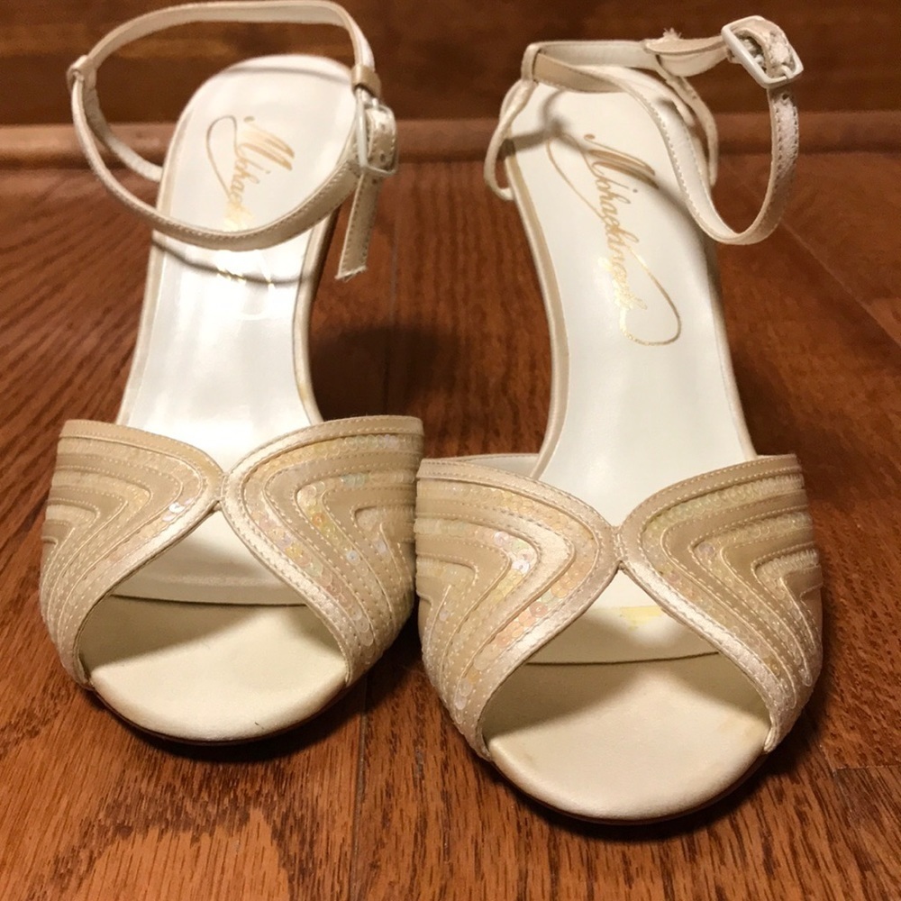 Michaelangelo satin ankle strap bridal sandals - Picture 2 of 10